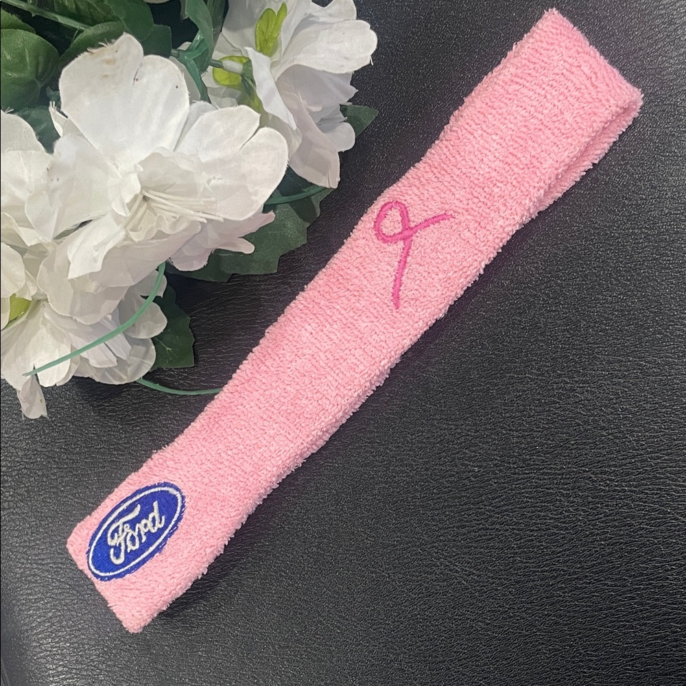 🎁 FREE WITH PURCHASE Pink Terry Cloth Ford Breast Cancer Spa Headband